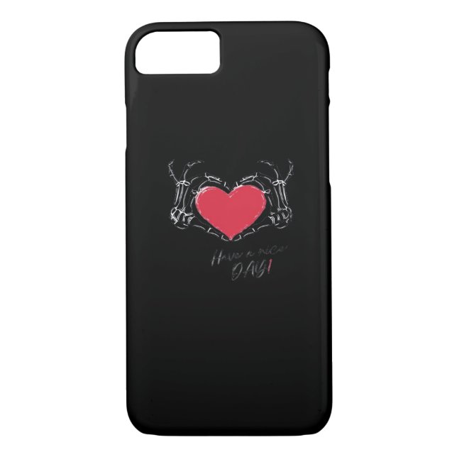 Have A Nice Day! Skeleton Hands With Heart Classic Case-Mate iPhone Case (Back)