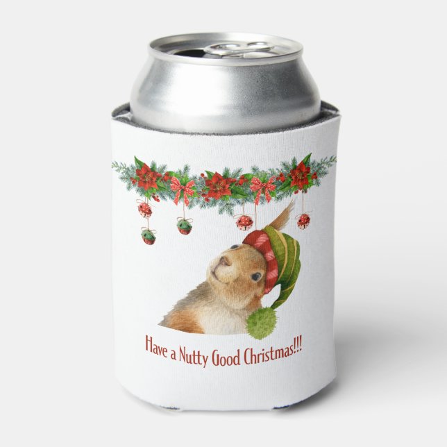 Have a Nutty Good Christmas Squirrel Holiday Can Cooler (Can Front)