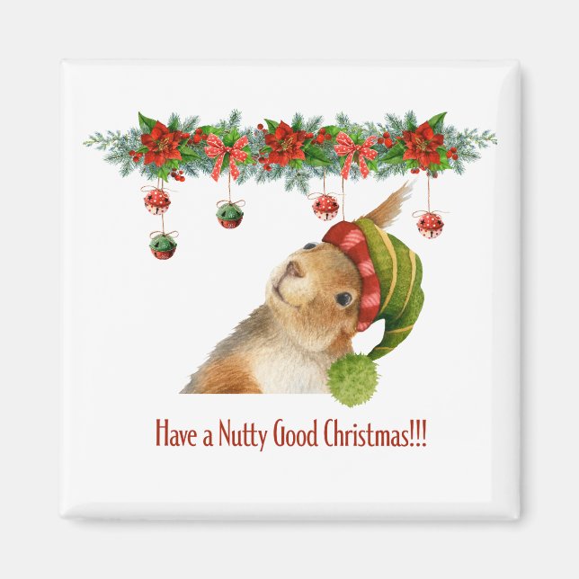 Have a Nutty Good Christmas Squirrel Holiday Magnet (Front)