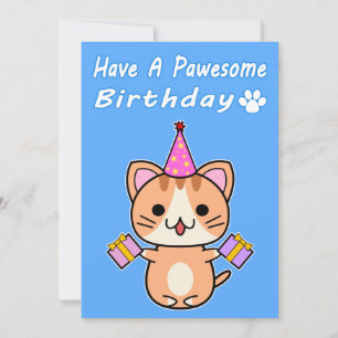 Have A Pawesome Birthday - Ginger Tabby Cat
