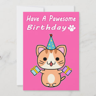 Have A Pawesome Birthday - Ginger Tabby Cat