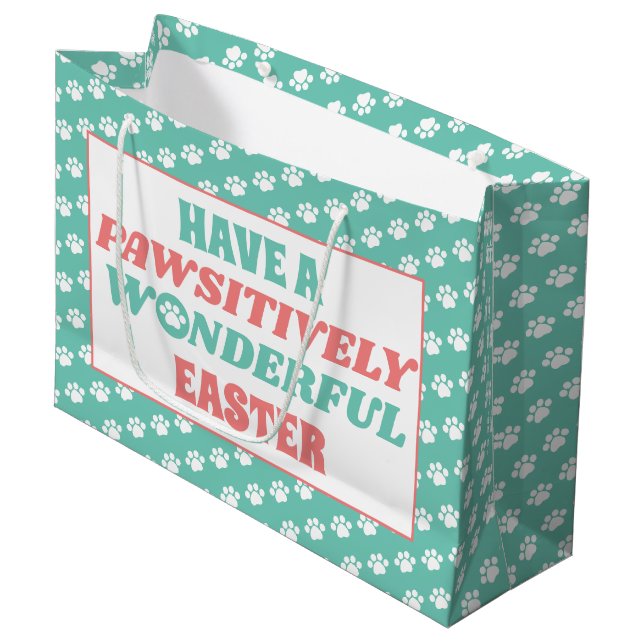Have a Pawsitively Wonderful Easter Large Gift Bag (Front Angled)