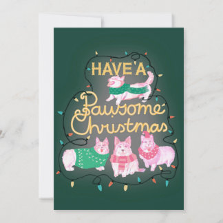 Have A Pawsome Christmas Festive Corgi Invitation