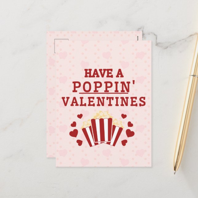Have a Poppin Valentines Holiday Postcard (Front/Back In Situ)