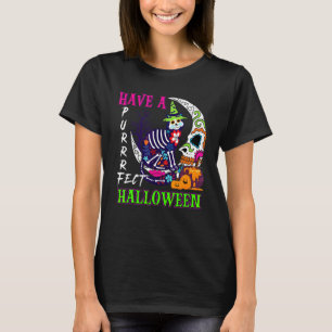 Have A Purrr Fect Halloween  Sugar Skull Skeleton  T-Shirt