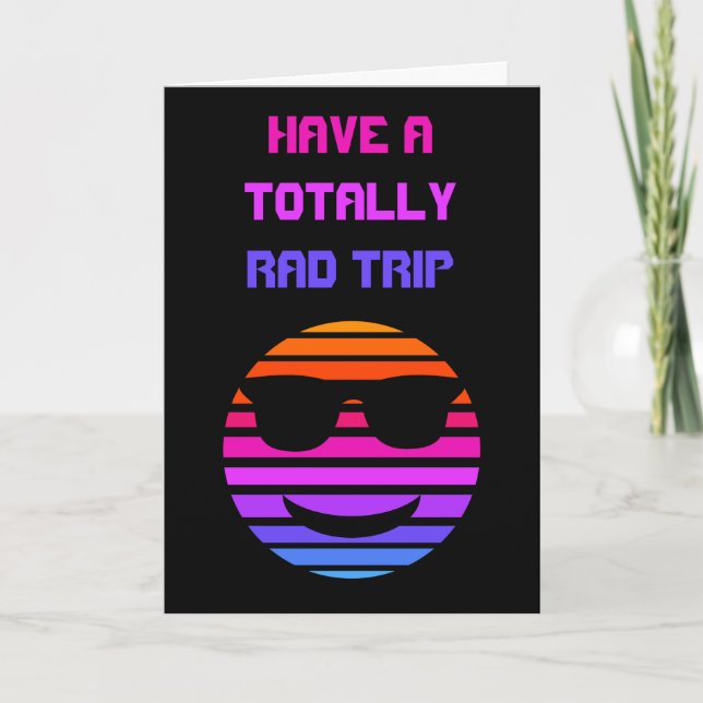 Have a Rad Trip Retro Style Emoji Bon Voyage Card (Front)