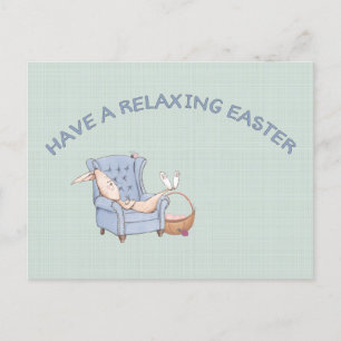Have a Relaxing Easter Bunny in Armchair Postcard