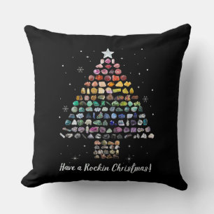 Have A Rockin Christmas Crystal Gem Tree Rockhound Cushion