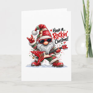 Have a Rockin' Christmas Guitar Gnome Holiday Card