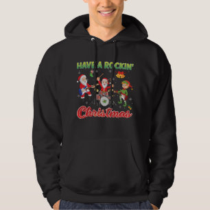 Have A Rockin' Christmas Santa Elf Rock Band Rocke Hoodie