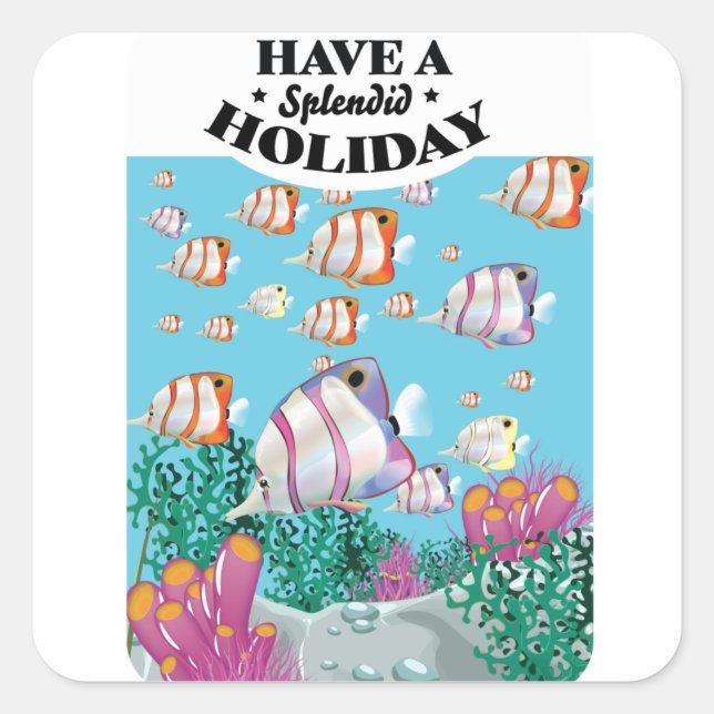 Have a Splendid Holiday, Two-Tone Coffee Mug Square Sticker (Front)