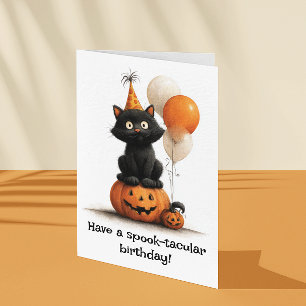 Have a Spook-tacular Birthday Halloween Cat Card
