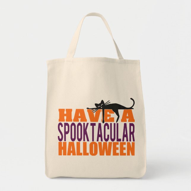 Have a Spooktacular Halloween with Black Cat Tote Bag (Front)