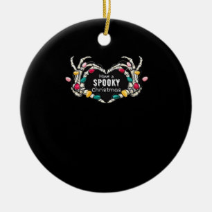 Have A Spooky Christmas Classic - Skeleton Hand He Ceramic Ornament