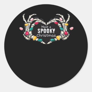 Have A Spooky Christmas Classic - Skeleton Hand He Round Sticker