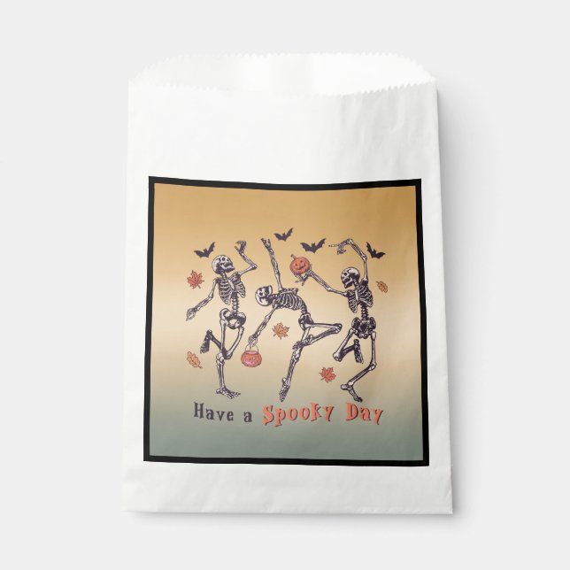 Have A Spooky Day!  Halloween Skeletons Dancing Favour Bag (Front)