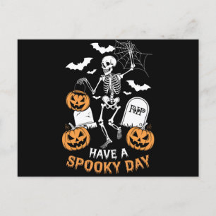 Have A Spooky Day Halloween Witch Gift Skeleton Postcard