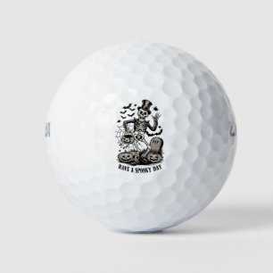Have a spooky Day Halloween Witch Skeleton Golf Balls