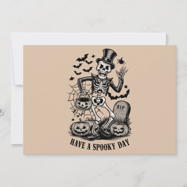 Have a spooky Day Halloween Witch Skeleton  Invitation (Front)