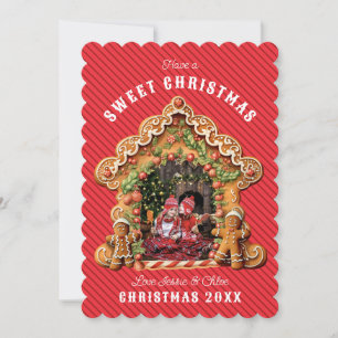 Have a Sweet Christmas   Gingerbread House Photo Holiday Card
