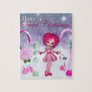 Have a Sweet Christmas :: Pink Cookie Poser Girl Jigsaw Puzzle