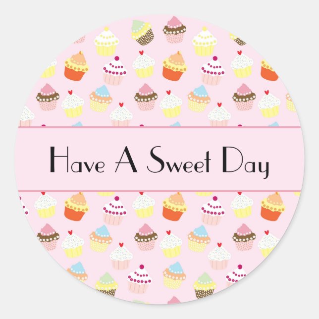 Have a Sweet Day Colourful Cupcake Pattern Sticker (Front)