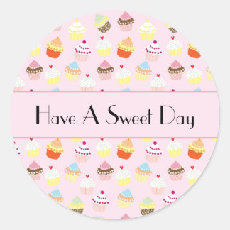 Have a Sweet Day Colourful Cupcake Pattern Sticker