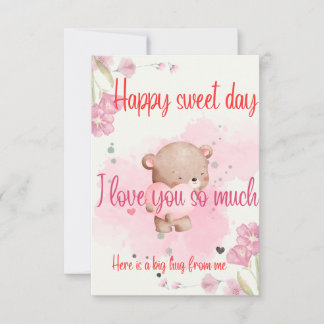 Have a Sweet Day My Love – Romantic Pink Greeting Thank You Card