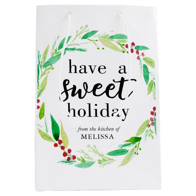 Have a Sweet Holiday Baked Goods Christmas Wreath Medium Gift Bag (Front)