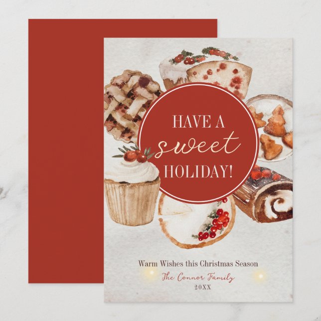 Have a Sweet Holiday Watercolor Baked Treats Card (Front/Back)