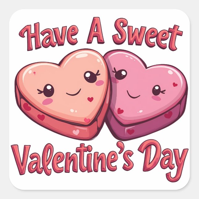 Have a Sweet Valentine's Day Square Sticker (Front)