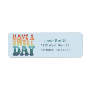 Have a Swell Day Modern rainbow typography Return Address Label