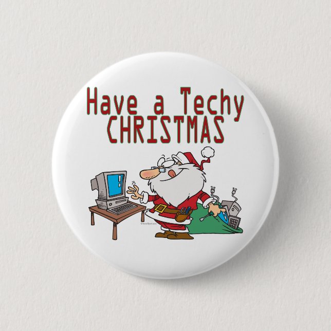 have a techy christmas computer geek santa 6 cm round badge (Front)