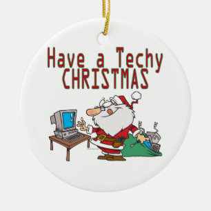 have a techy christmas computer geek santa ceramic tree decoration