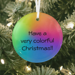"Have A Very Colourful Christmas" Rainbow Gradient Glass Tree Decoration