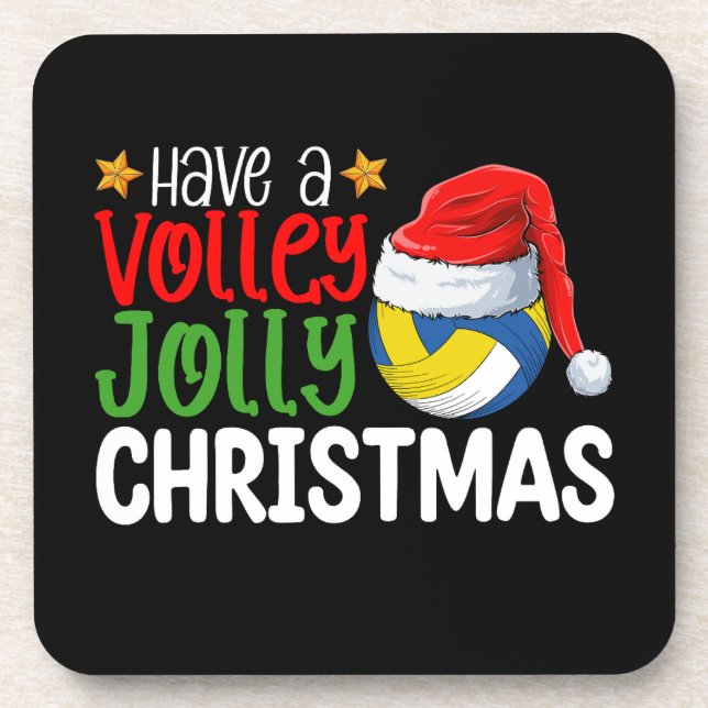 Have a Volley Jolly Christmas Volleyball Holiday Coaster (Front)