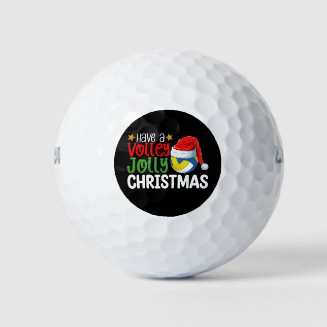 Have a Volley Jolly Christmas Volleyball Holiday Golf Balls (Front)