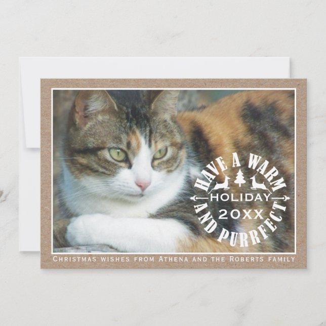 Have a warm and purrfect holiday pet Christmas Card (Front)