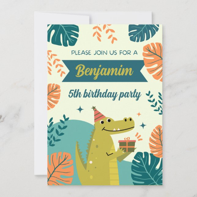 Have a Wild Time at the Birthday Party: Crocodile Invitation (Front)