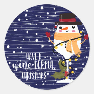 have a wonderful christmas wine-derful funny wine classic round sticker