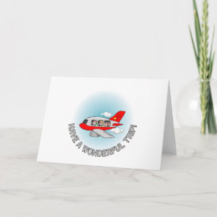 Have a wonderful trip! Aeroplane with passengers Holiday Card