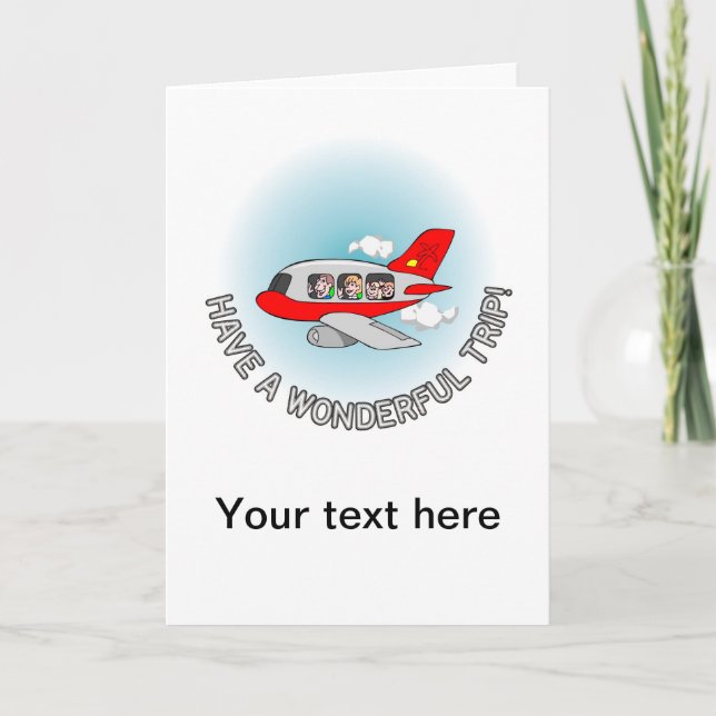 Have a wonderful trip! Aeroplane with passengers Holiday Card (Front)