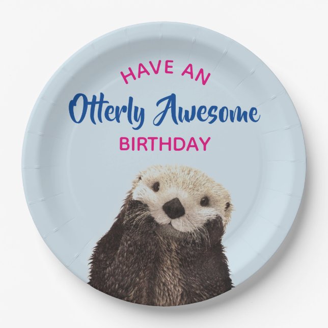 Have an Otterly Awesome Birthday Cute Otter Pic Paper Plate (Front)