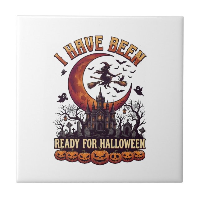 Have Been Ready Halloween Witch Castle Moon_1 Ceramic Tile (Front)