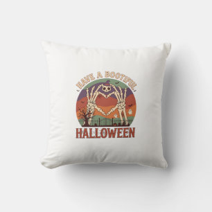 Have Bootiful Halloween Skeleton Hands Cat Skull W Cushion