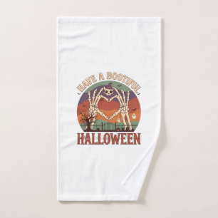 Have Bootiful Halloween Skeleton Hands Cat Skull W Hand Towel
