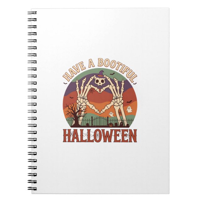 Have Bootiful Halloween Skeleton Hands Cat Skull W Notebook (Front)