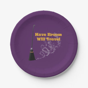 Have Broom Will Travel Halloween Paper Plates