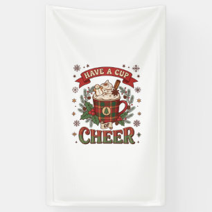 Have Cup Cheer Christmas Plaid Mug Hot Cocoa Snowm Banner