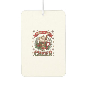 Have Cup Cheer Christmas Plaid Mug Hot Cocoa Snowm Car Air Freshener
